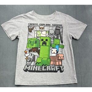 Minecraft Shirt Youth Medium Create Explore Survive Video Game Characters Tee